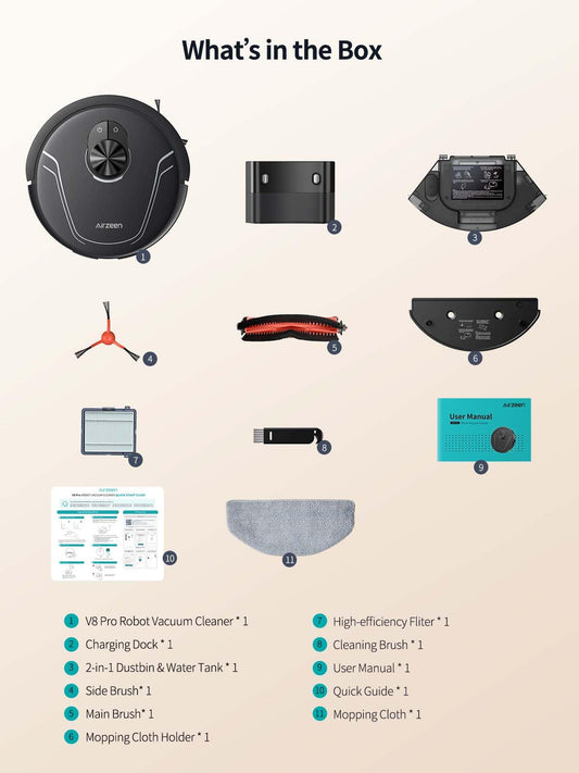 HONITURE Robot Vacuum Cleaner with Mop, 5000Pa Ultra Strong Suction, Lidar Navigation, Multi-floor Mapping, 3-in-1 Robot Hoover, APP/Alexa/WIFI, Ideal for Pet Hair, Carpet and Hard Floors(V8 Pro)