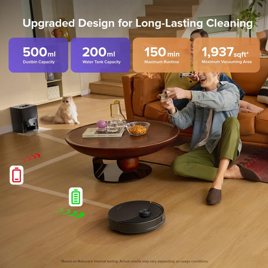 roborock Q10 S5+ Robot Vacuum, Self-Emptying, 10000Pa Suction, Up to 7 Weeks of Hands Free Cleaning, Dual Anti-Tangle Design, VibraRise 2.0&Auto Lifting Mopping System, Obstacle Avoidance (Black)