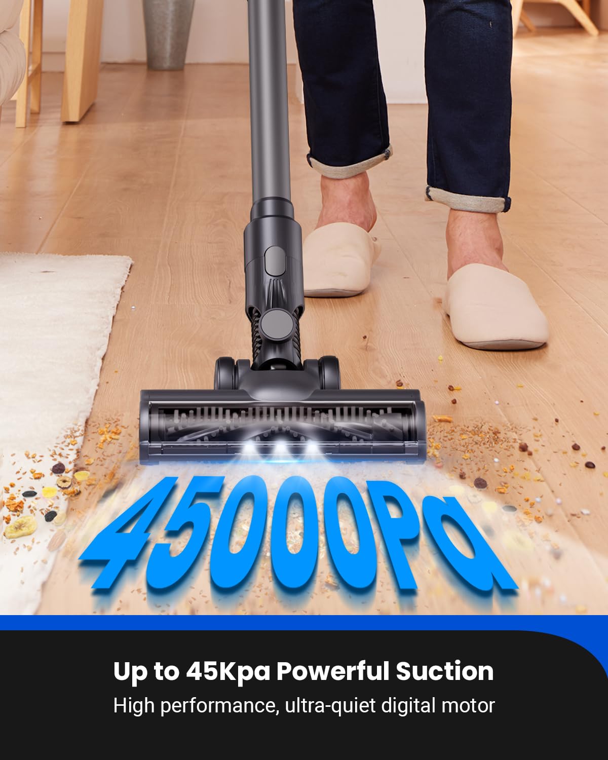 Proscenic P11 Mopping Cordless Vacuum cleaner, 550W/45Kpa 60Mins Wet and Dry Vacuum Cleaner and Mop Combo 3 in 1, Stick Vacuum Cleaner with LED Touch Screen, Cordless Hoover For Floors Carpet Pet Hair