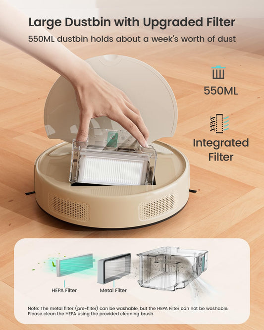 Lefant M310 Robot Vacuum Cleaner, 4500Pa Strong Suction, 180 Min, 7.9 cm Thin 28 cm Diameter, Automatic Self-Charging Small Robotic Vacuum, 2.4G Wi-Fi/App/Alexa Control, Ideal for Pet Hair Hard Floor