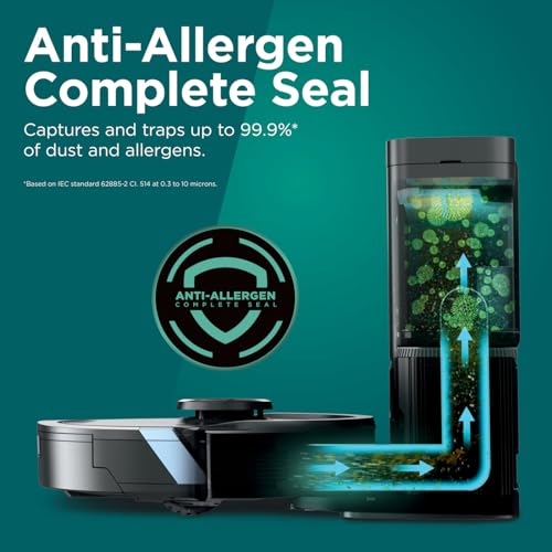 Shark Matrix Plus 2-in-1 Self-Empty Robot Vacuum Cleaner & Mop with LiDAR Home Mapping & Edge Cleaning, for Carpet, Hard Floors & Pet Hair, Anti-Allergen, Self-Charging, WiFi/App, Black