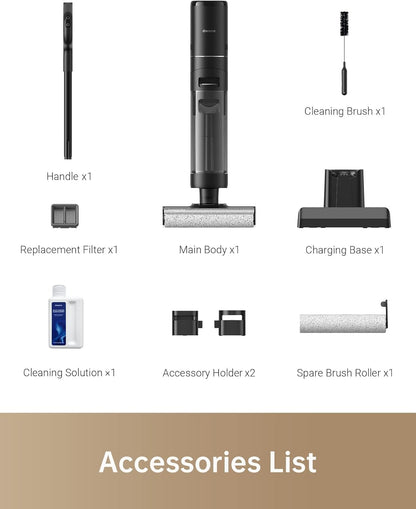 dreame H12 Pro Wet Dry Vacuum Cleaner, Smart Floor Cleaner Cordless Vacuum and Mop for Hard Floors, One-Step Edge to Edge Cleaning with Hot Air Drying