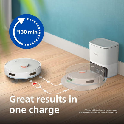 Philips 2000 Series Robot Vacuum Cleaner - 2700 Pa Suction, Laser Navigation, HomeRun App, Auto Emptying Station, 130 minutes Working Time, Carpet Mode (XU2100/20)