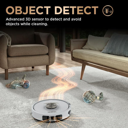 Shark PowerDetect Robot Vacuum and Mop with 60-Day Self-emptying and Cleaning Base - 3D LiDAR Navigation - Wi-Fi / App - 3 Anti-microb Pads, 1 Odour Cartridge and 2 Brushes Incl. - White