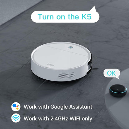 OKP 2500Pa Robot Vacuum Cleaner, Strong Suction, 120 Mins Runtime, Tangle-Free, Precise Obstacle Detection, Smart Self Charging Robotic Vacuums, Ideal for Pet Hair