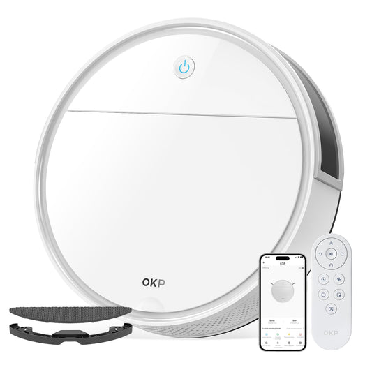 OKP K5 Pro Robot Vacuum Cleaner, 5000Pa Robotic Suction, WiFi/APP/Alexa Controlled Mopping, Self-Charging Silent, 180 Minutes Runtime, Slim Design Robotic Vacuum with Mop, Ideal for Pet Hair