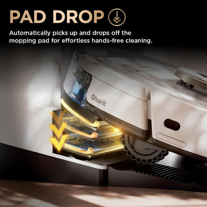 Shark PowerDetect Robot Vacuum and Mop with 60-Day Self-emptying and Cleaning Base - 3D LiDAR Navigation - Wi-Fi / App - 3 Anti-microb Pads, 1 Odour Cartridge and 2 Brushes Incl. - White