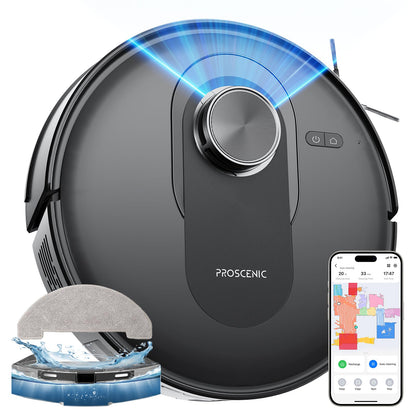 Proscenic Q8 Robot Vacuum Cleaner with Mop, 8000Pa 200Mins Robotic Vacuum with Lidar Navigation, 5 Real-Time Mapping, WiFi/Alexa/APP Remote Control Robot Hoover for Floor Carpet Pet Hair