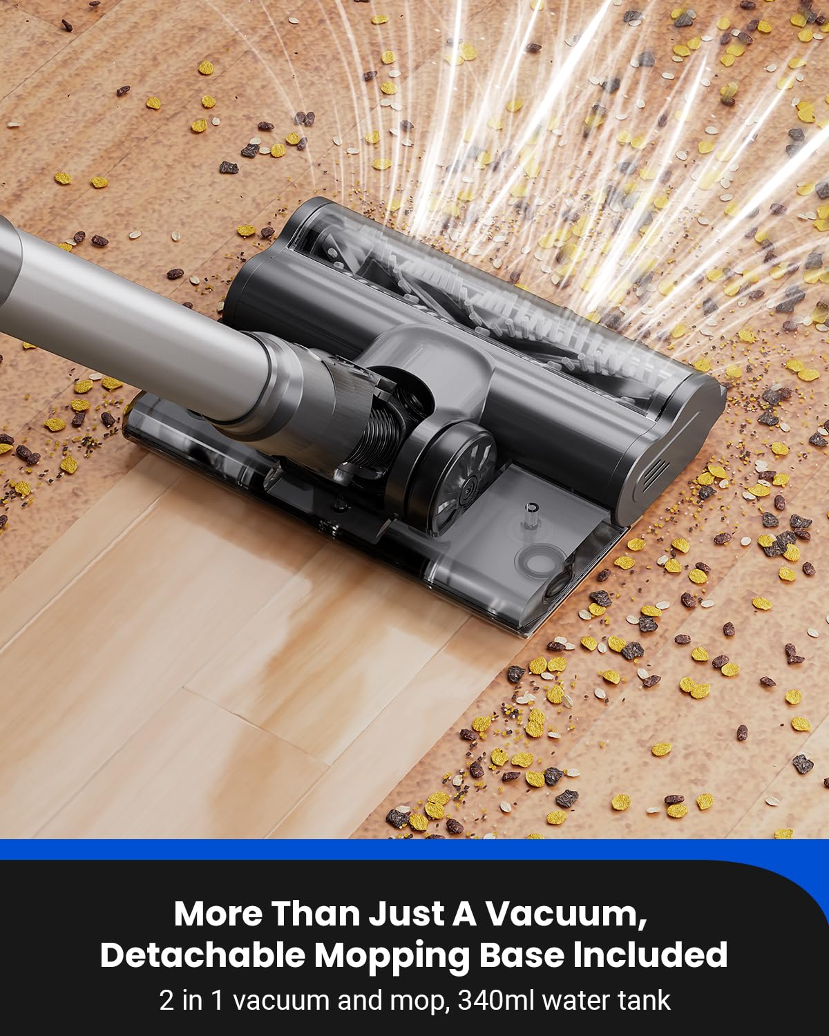 Proscenic P11 Mopping Cordless Vacuum cleaner, 550W/45Kpa 60Mins Wet and Dry Vacuum Cleaner and Mop Combo 3 in 1, Stick Vacuum Cleaner with LED Touch Screen, Cordless Hoover For Floors Carpet Pet Hair