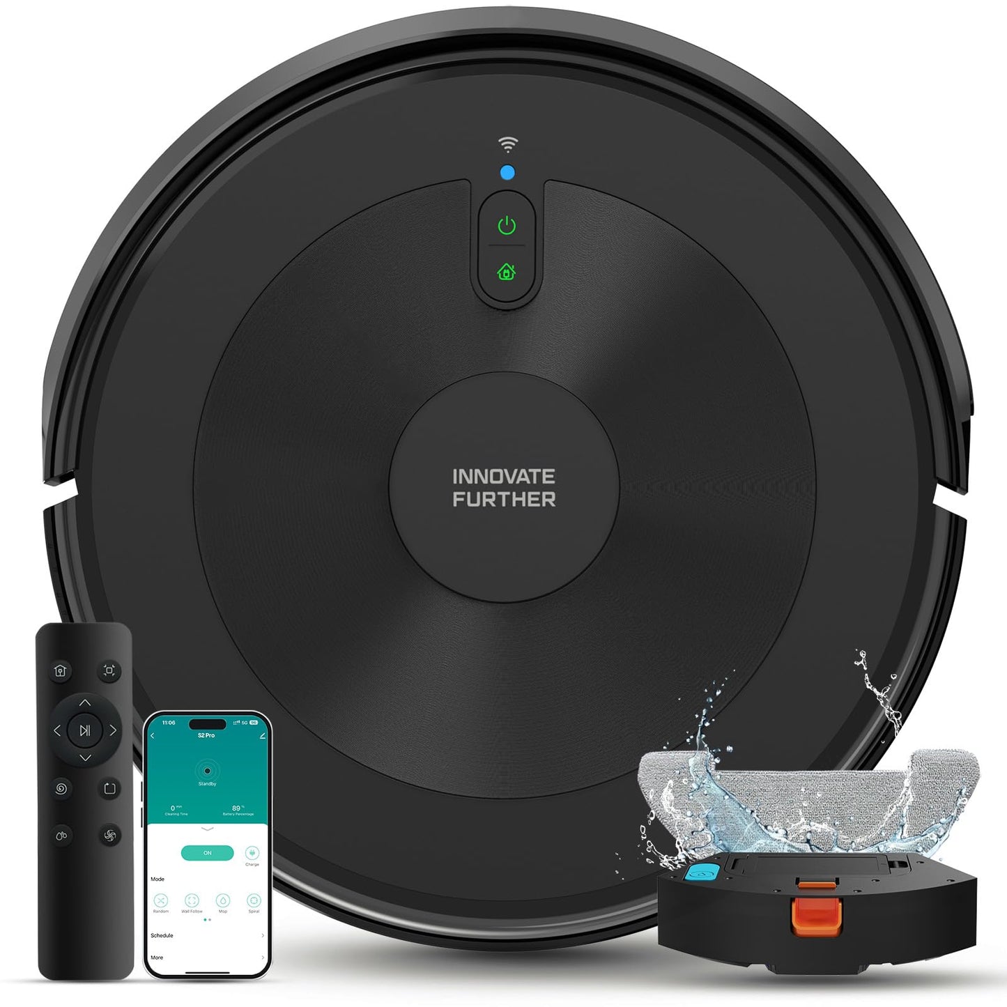 Deenkee Robot Vacuum 4000Pa Strong Suction, Robot Vacuum Cleaner with Mop 7.8cm Ultra-Slim & Schedule & Wifi/APP/Alexa Control, Self-Charging Clean Robot Vacuum and Mop (Light Black)