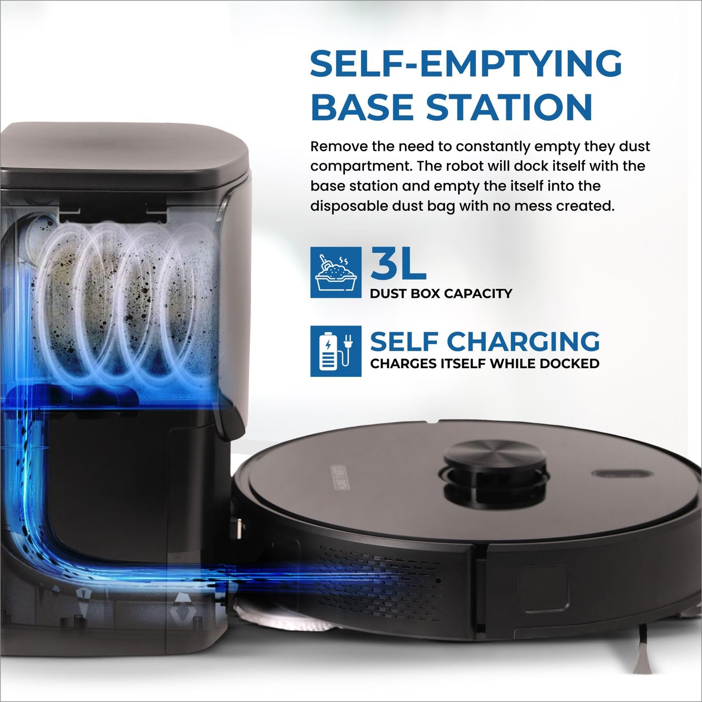 Olsen & Smith Smart Robot Vacuum Cleaner with Mop, 6500Pa Strong Suction, Laser Navigation Robotic Vacuum Cleaning with Mopping for Hard Floors and Carpets, 3L Self-Empty Station, App Control