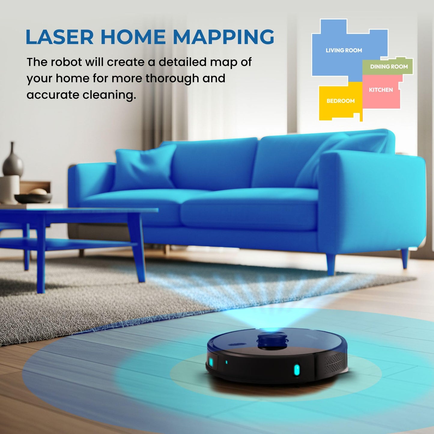 Olsen & Smith Smart Robot Vacuum Cleaner with Mop, 6500Pa Strong Suction, Laser Navigation Robotic Vacuum Cleaning with Mopping for Hard Floors and Carpets, 3L Self-Empty Station, App Control