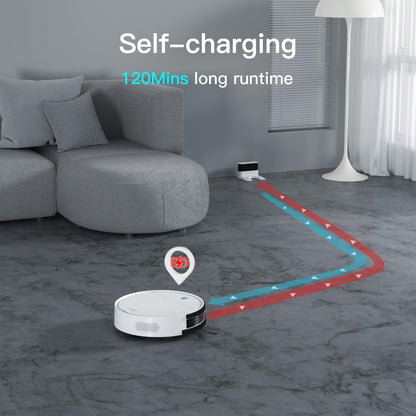 OKP 2500Pa Robot Vacuum Cleaner, Strong Suction, 120 Mins Runtime, Tangle-Free, Precise Obstacle Detection, Smart Self Charging Robotic Vacuums, Ideal for Pet Hair