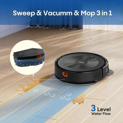 Deenkee Robot Vacuum 4000Pa Strong Suction, Robot Vacuum Cleaner with Mop 7.8cm Ultra-Slim & Schedule & Wifi/APP/Alexa Control, Self-Charging Clean Robot Vacuum and Mop (Light Black)