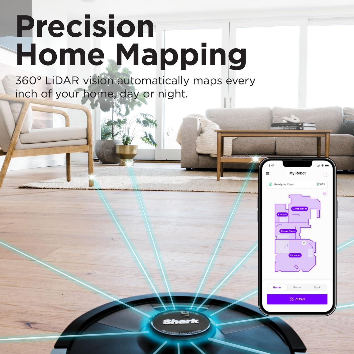 Shark Matrix Plus 2-in-1 Self-Empty Robot Vacuum Cleaner & Mop with LiDAR Home Mapping & Edge Cleaning, for Carpet, Hard Floors & Pet Hair, Anti-Allergen, Self-Charging, WiFi/App, Black