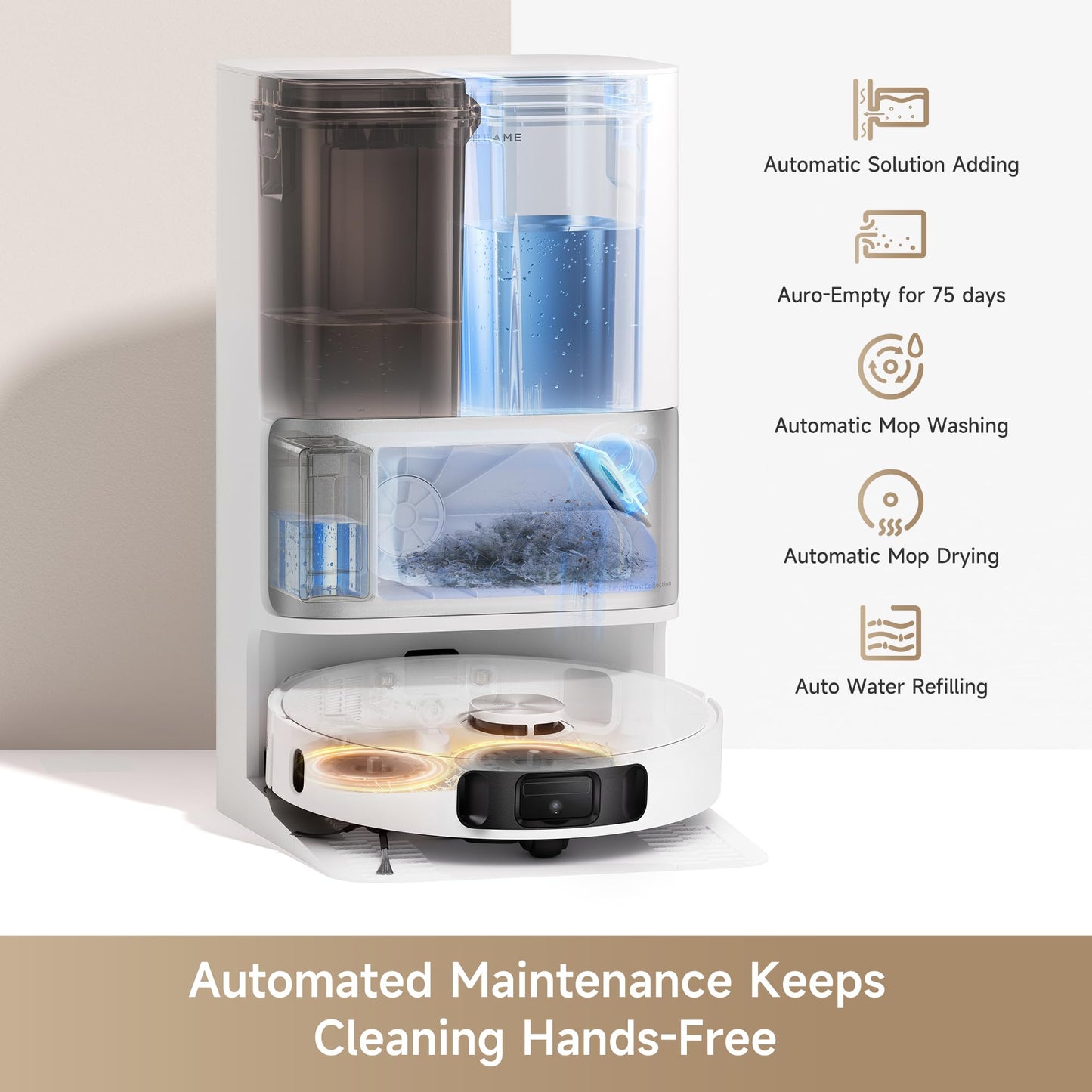 Dreame L10s Ultra Gen 2 Robot Vacuum with Mop, 10000Pa, LiDAR Obstacle Avoidance & MopExtend Technology, Auto Washing&Drying, Self-Emptying&Refilling, 10.5mm Mop Lifting, White