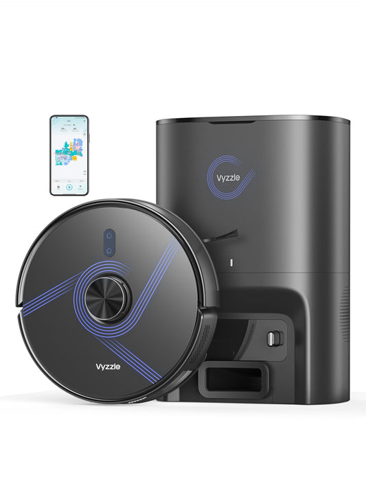 Vyzzle Robot Vacuum Cleaner with Mop, 5500Pa Suction, Lidar Navigation Robot Vacuum with 3.5L Self-Emptying Station, App/Alexa Control, Robotic Vacuums for Floors Carpets Pet Hairs, E20