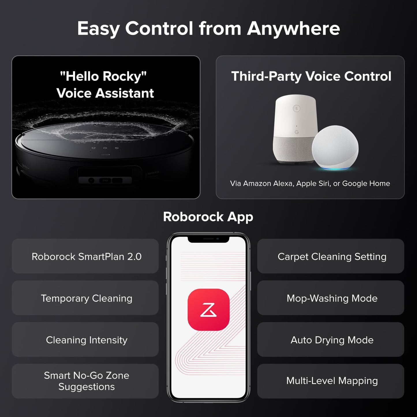 roborock Saros 10 Robot Vacuum Cleaner 22,000 Pa, 3.14-Inch Ultra Slim, Zero-Tangling, AI 3.0 Obstacle Avoidance, Auto Detachable Mop, 80°C Mop Washing, Hot Water Dock Self Cleaning (Black)