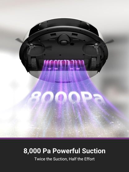 Eureka E20 Plus Robot Vacuum Cleaner with Bagless Self Emptying Station, 8000Pa Robotic Vacuum and Mop, 45 Day Hands-Free Cleaning, Anti Hair-Tangling, AI 3D Obstacle Avoidance, Lift Mop for Carpets