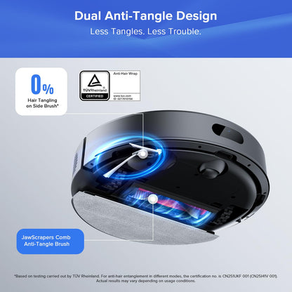 roborock Q7 L5+ Robot Vacuum Cleaner, Self-Emptying, 8,000Pa Suction, Dual Anti-Tangle System, APP-Controlled Mopping, Electronic Water Tank, PreciSense LiDAR Navigation, Ideal for Pet Hair, Black