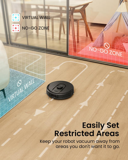 Vexilar Self-Emptying Robot Vacuum Cleaner with Mop, Laser Navigation, Up to 60 Days of Hands-Free Cleaning, 180 Mins Runtime, Strong 6000Pa Suction Robot Vacuum to Clean Floors, Carpets, and Pet Hair