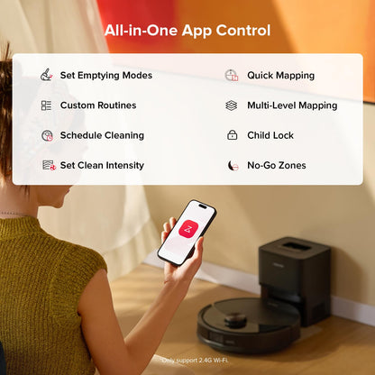 roborock Q10 S5+ Robot Vacuum, Self-Emptying, 10000Pa Suction, Up to 7 Weeks of Hands Free Cleaning, Dual Anti-Tangle Design, VibraRise 2.0&Auto Lifting Mopping System, Obstacle Avoidance (Black)