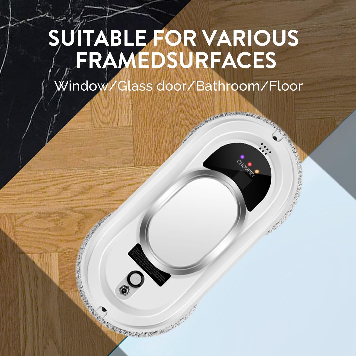 CHOVERY CL.1 Robot Glass Cleaner, Remote Control, Deep Cleaning, Intelligent Edge Detection System, Suitable for Windows, Tiles, Bathrooms (White)…