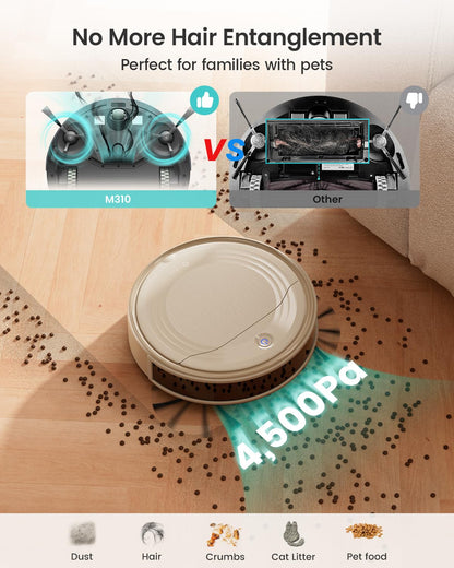 Lefant M310 Robot Vacuum Cleaner, 4500Pa Strong Suction, 180 Min, 7.9 cm Thin 28 cm Diameter, Automatic Self-Charging Small Robotic Vacuum, 2.4G Wi-Fi/App/Alexa Control, Ideal for Pet Hair Hard Floor