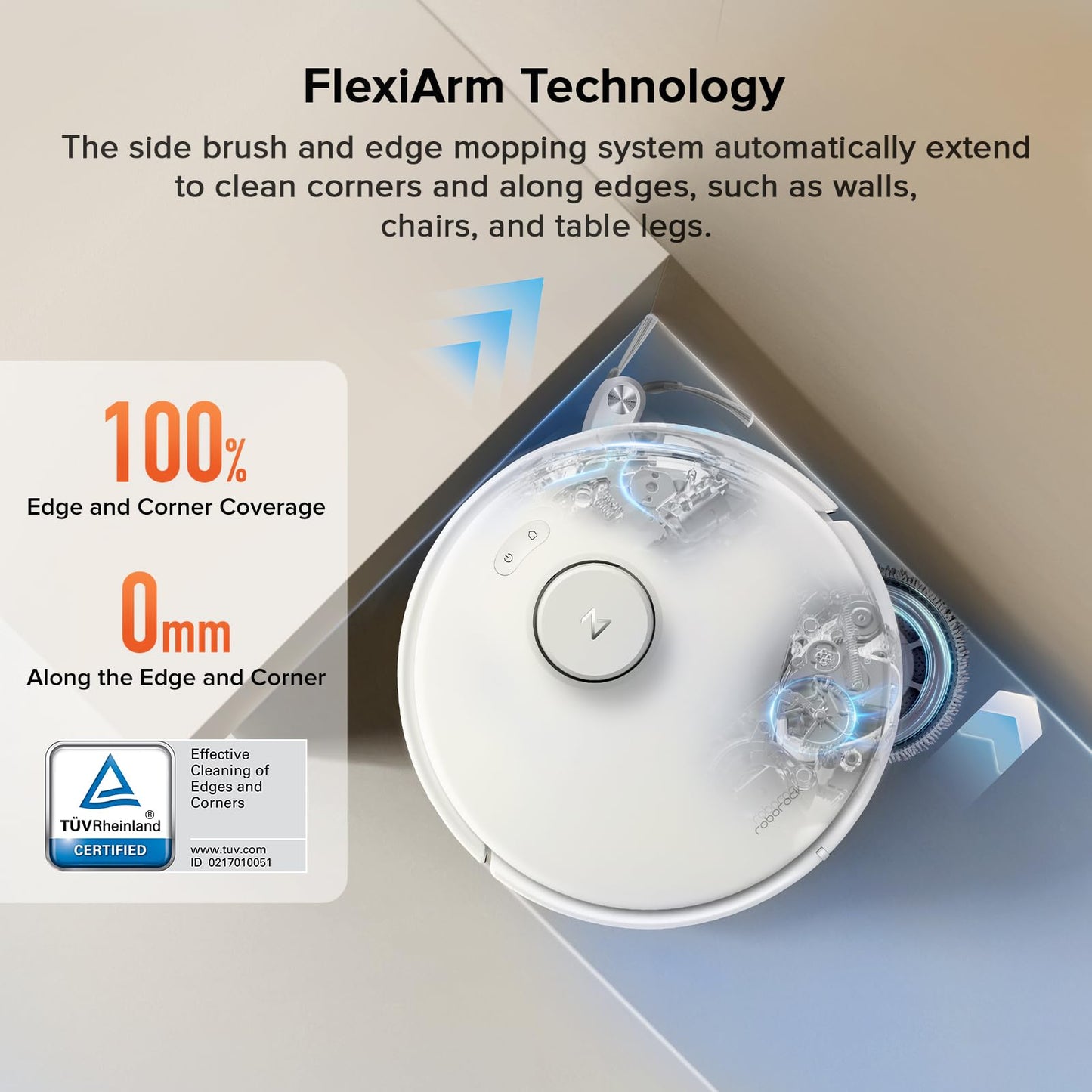 roborock Qrevo Curv S5X Robot Vacuum and Mop, 18500 Pa, Zero-Tangling System, FlexiArm Side Brush&Mop, 75°C Hot Water Mop Washing, Intelligent Dirt Detection, Self-Cleaning Multifunctional Dock 3.0