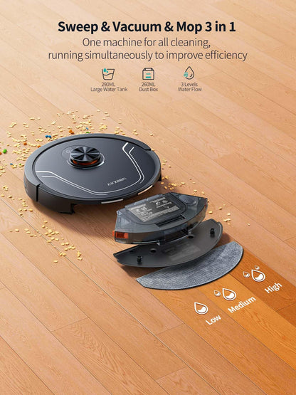 HONITURE Robot Vacuum Cleaner with Mop, 5000Pa Ultra Strong Suction, Lidar Navigation, Multi-floor Mapping, 3-in-1 Robot Hoover, APP/Alexa/WIFI, Ideal for Pet Hair, Carpet and Hard Floors(V8 Pro)