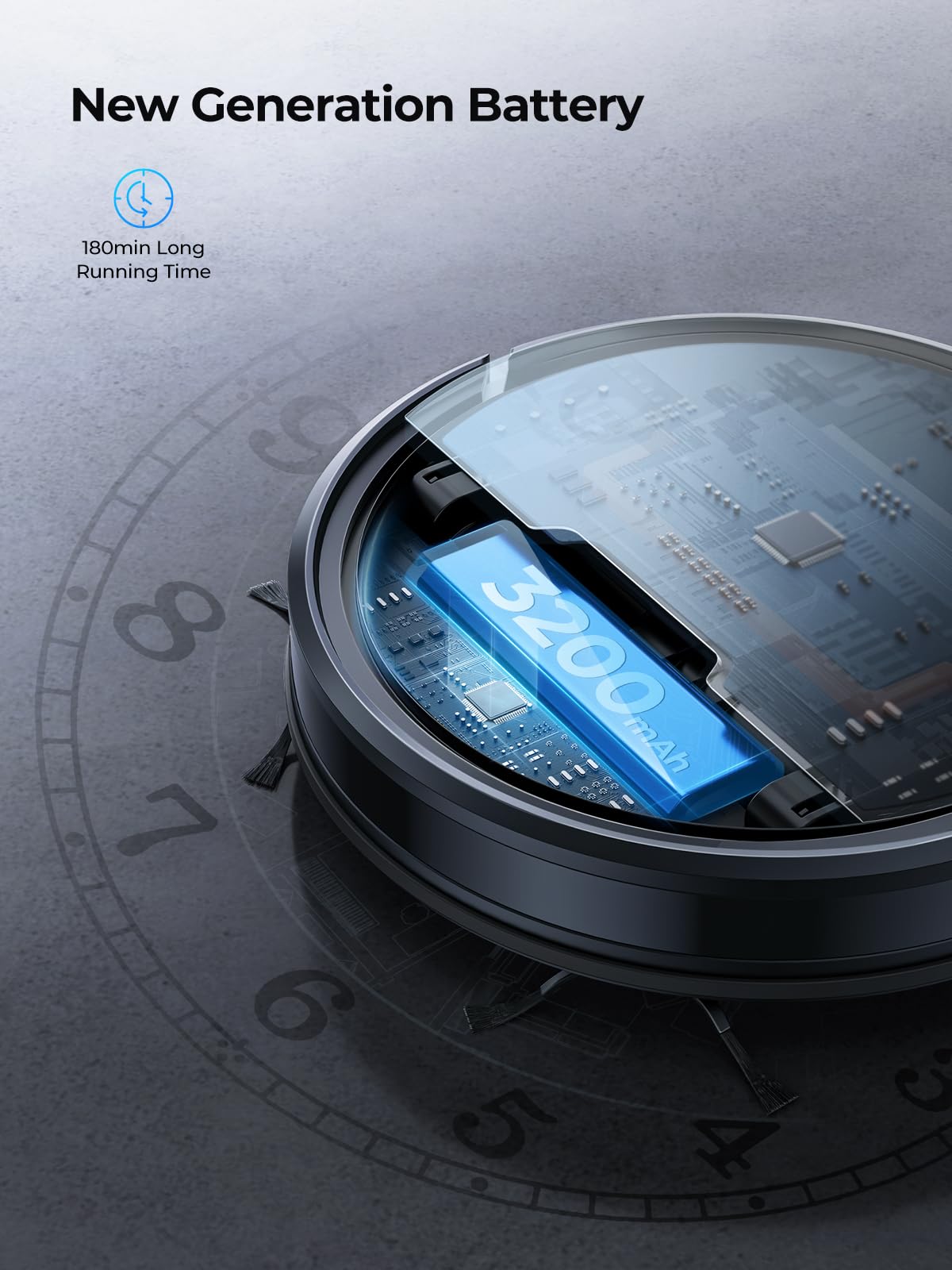 Laresar Clean Robot Vacuum Cleaner with Mop, 4500Pa Strong Suction, Robotic Vacuum, 180mins Runtime, Alexa/APP, Robot Vacuum with Auto Carpet Boost, Ideal for Pet Hair, Hard Floors, Carpet (Evol 3)