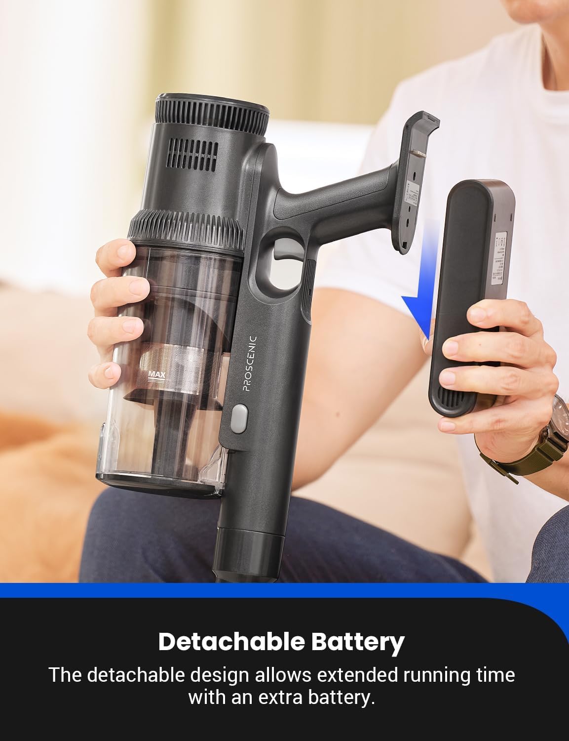 Proscenic P11 Mopping Cordless Vacuum cleaner, 550W/45Kpa 60Mins Wet and Dry Vacuum Cleaner and Mop Combo 3 in 1, Stick Vacuum Cleaner with LED Touch Screen, Cordless Hoover For Floors Carpet Pet Hair