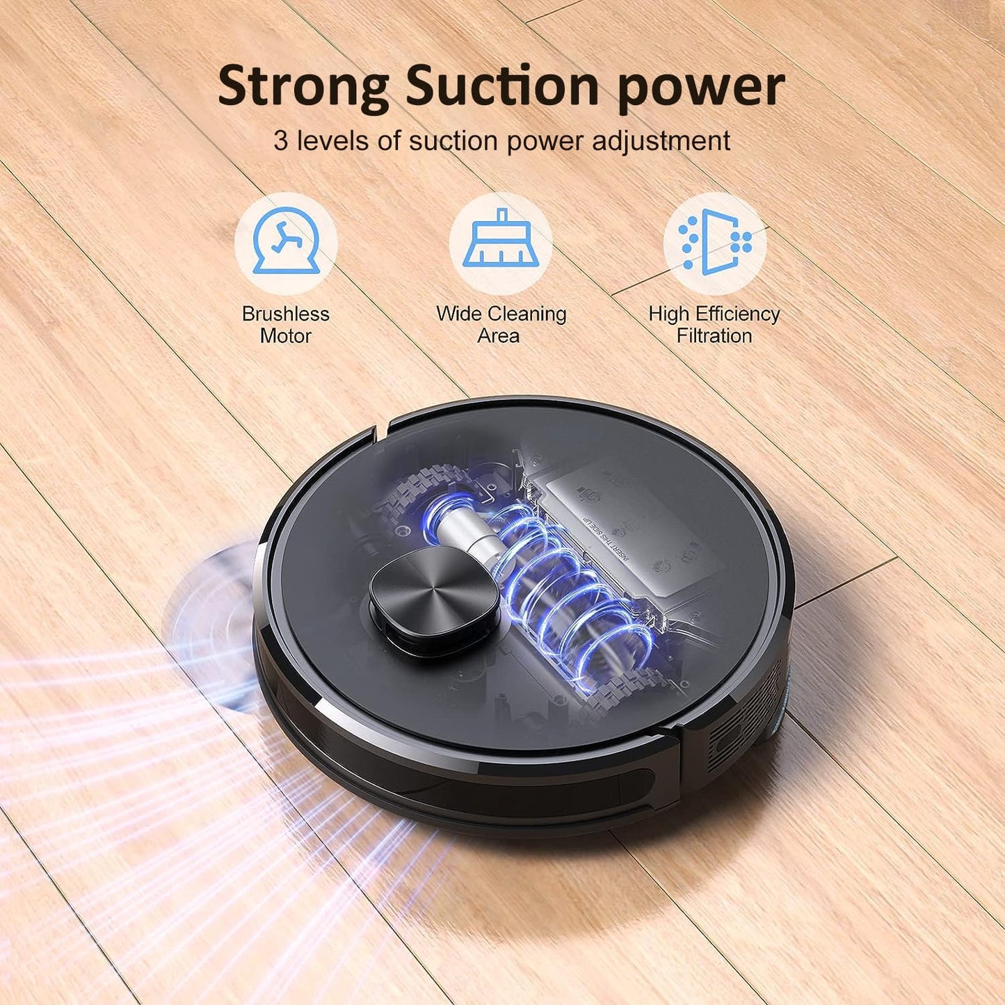 Lubluelu Robot Vacuum Cleaner with Mop 4000Pa, 2 in 1 Robot Vacuum, Lidar Navigation, 5 Real-Time Mapping,10 No-go Zones, Wifi/App/Alexa, Robotic Vacuum Cleaner for Pet Hair, Carpet, Hard Floor(Black)