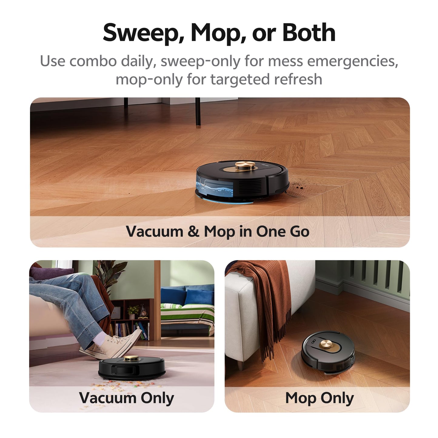 Vexilar W9 Robot Vacuum Cleaner with Mop,6000Pa Robotic Vacuum with LiDAR Navigation,15 No-go Zones, 150 Min Max Runtime, App Control, 3-in-1 Sweep and Mop Robot for Pet Hair, Carpet and Hard Floors