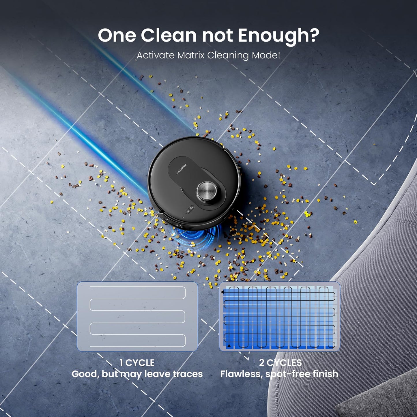 Proscenic Q8 Robot Vacuum Cleaner with Mop, 8000Pa 200Mins Robotic Vacuum with Lidar Navigation, 5 Real-Time Mapping, WiFi/Alexa/APP Remote Control Robot Hoover for Floor Carpet Pet Hair