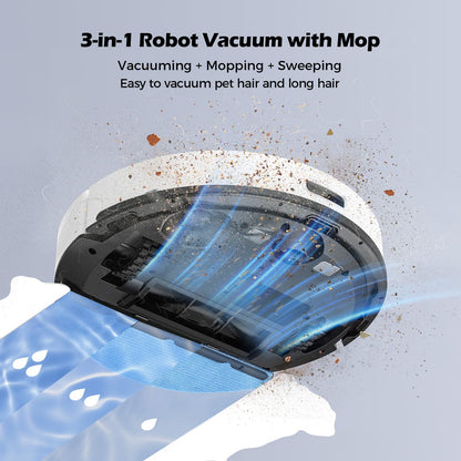 Lubluelu Robot Vacuum Cleaner with Mop 4500Pa,3 in 1 Robotic Vacuum, Laser Navigation, 5 Maps,Super Slim, Carpet Auto Boost,WiFi/App/Alexa,Vacuum Robot ideal for Hard Floor, Pet Hair, Carpet