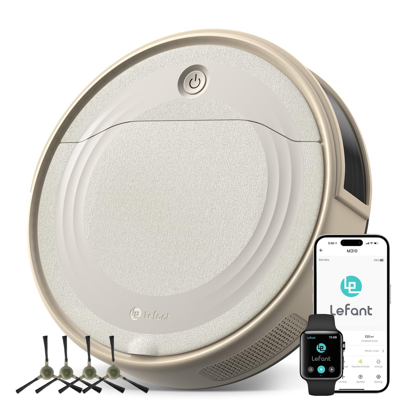 Lefant M310 Robot Vacuum Cleaner, 4500Pa Strong Suction, 180 Min, 7.9 cm Thin 28 cm Diameter, Automatic Self-Charging Small Robotic Vacuum, 2.4G Wi-Fi/App/Alexa Control, Ideal for Pet Hair Hard Floor