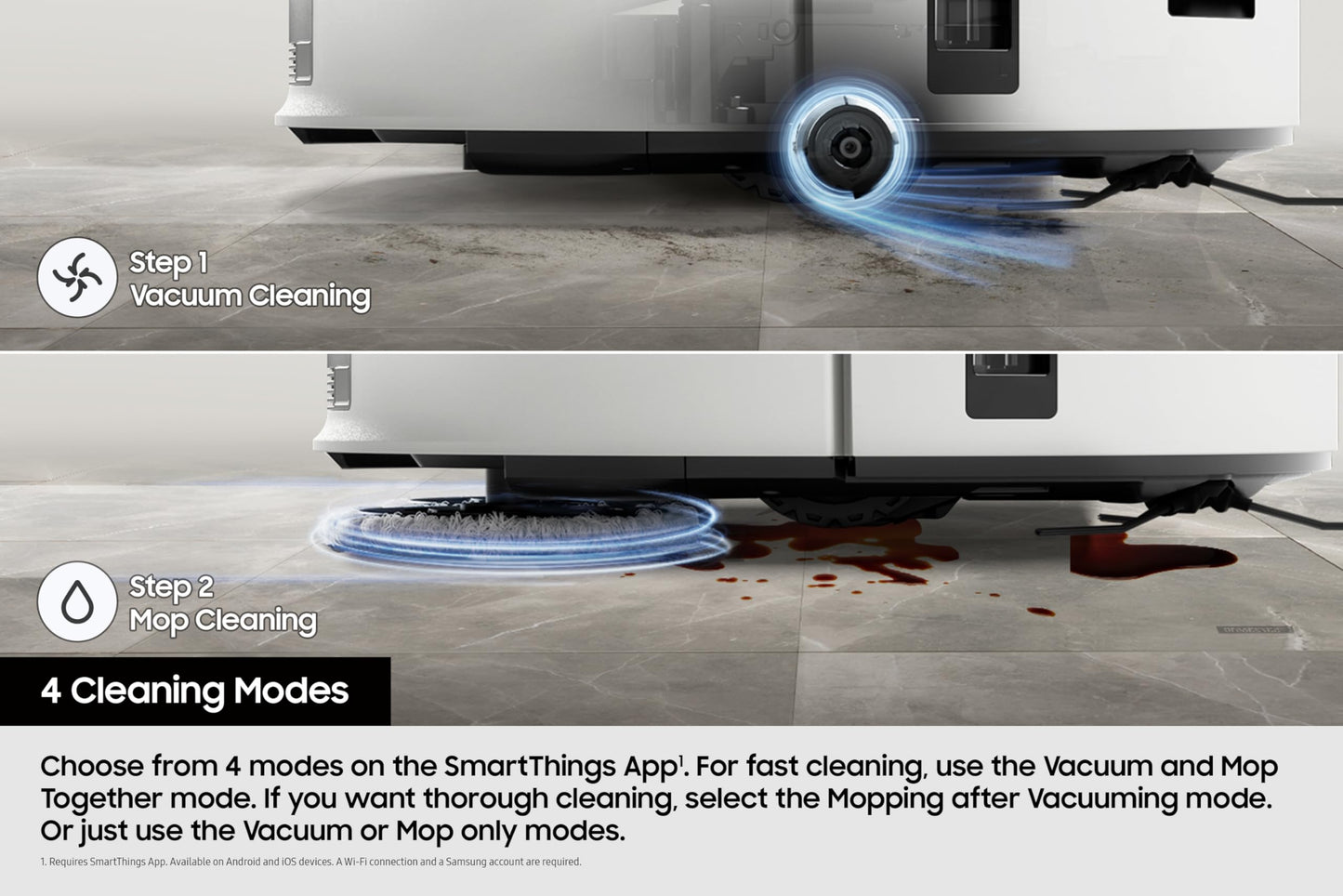 Samsung Bespoke Jet Bot Combo AI+ 3-in-1 Cleaning Robot Vacuum Cleaner - Satin Grey VR7MD97714G/EU