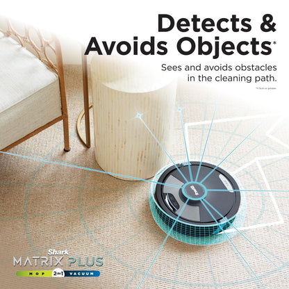 Shark Matrix Plus 2-in-1 Self-Empty Robot Vacuum Cleaner & Mop with LiDAR Home Mapping & Edge Cleaning, for Carpet, Hard Floors & Pet Hair, Anti-Allergen, Self-Charging, WiFi/App, Black