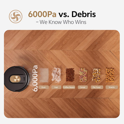 Vexilar W9 Robot Vacuum Cleaner with Mop,6000Pa Robotic Vacuum with LiDAR Navigation,15 No-go Zones, 150 Min Max Runtime, App Control, 3-in-1 Sweep and Mop Robot for Pet Hair, Carpet and Hard Floors